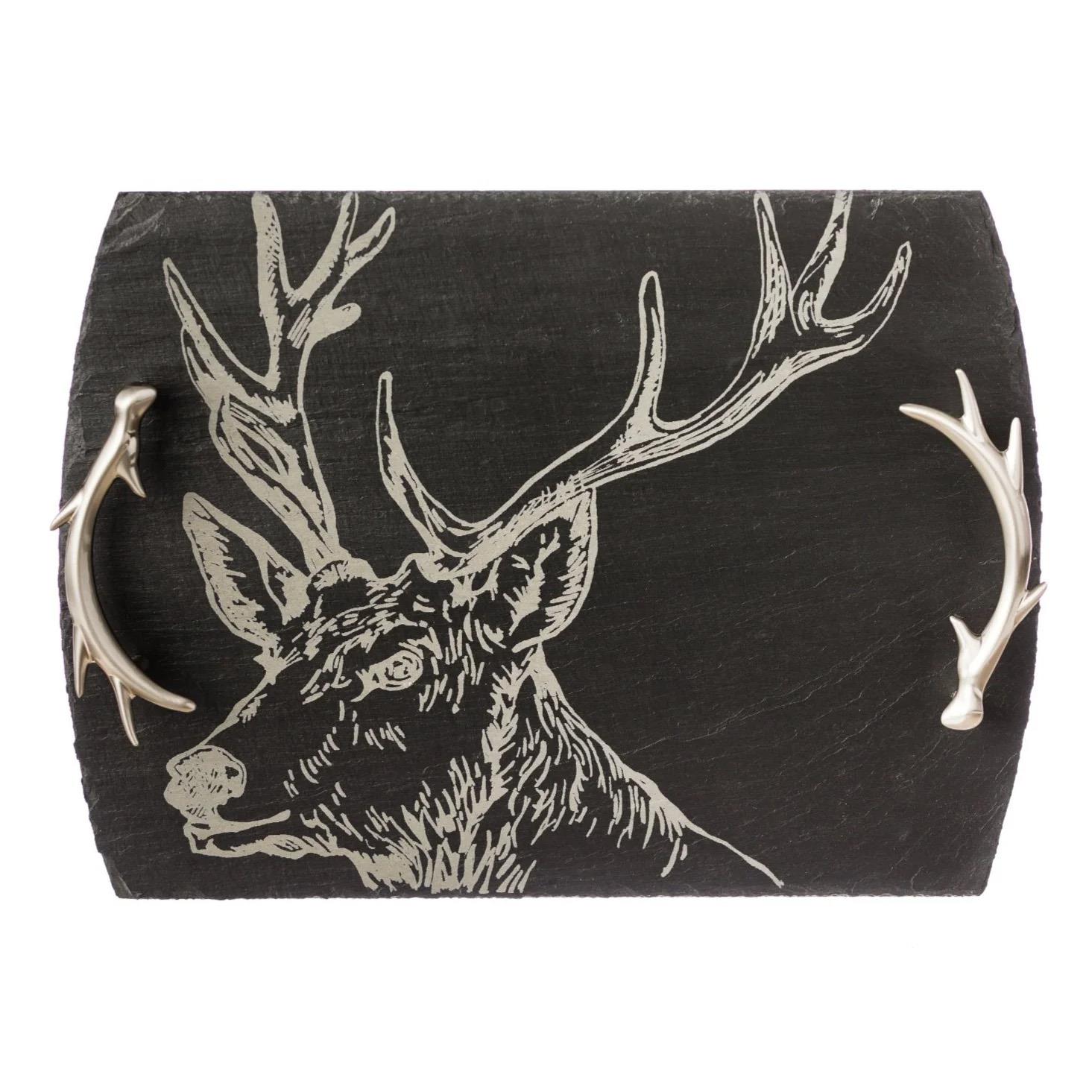 Selbrae House Serving Tray Medium - Stag with Antler Handles